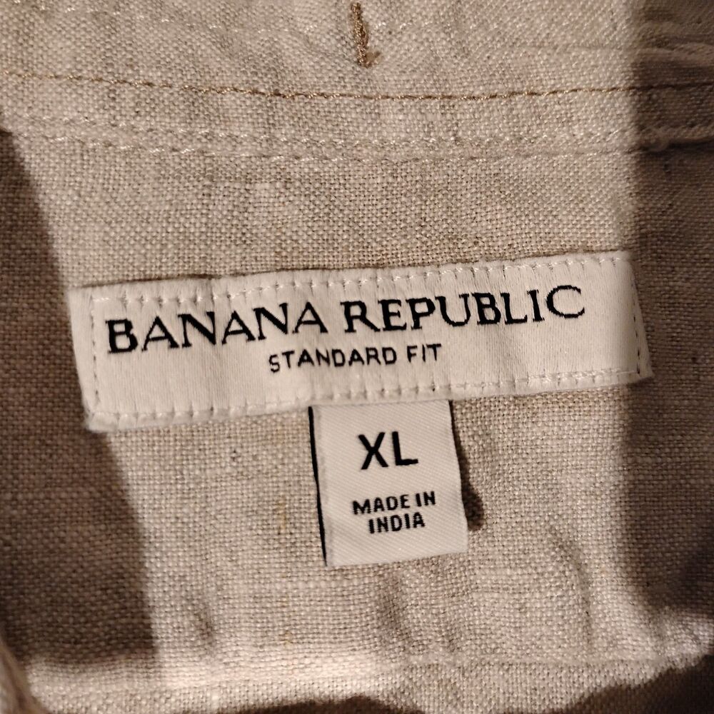 Banana Republic shirt mens XL Xlarge gray 100% linen short sleeve casual standar - Picture 5 of 10